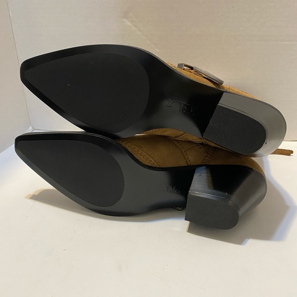 Zara Buckled Cowboy Suede Booties zipper Sz 7.5 - Picture 12 of 13